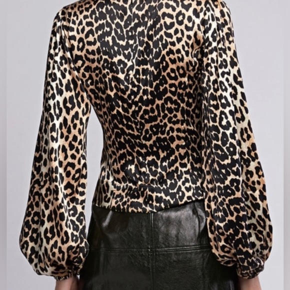 GANNI Stretch Silk Satin Leopard-Print Crop
Blouse - Picture 2 of 3